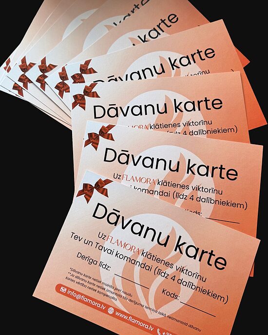 Dāvanu karte uz klātienes viktorīnu (līdz 4 dalībniekiem)